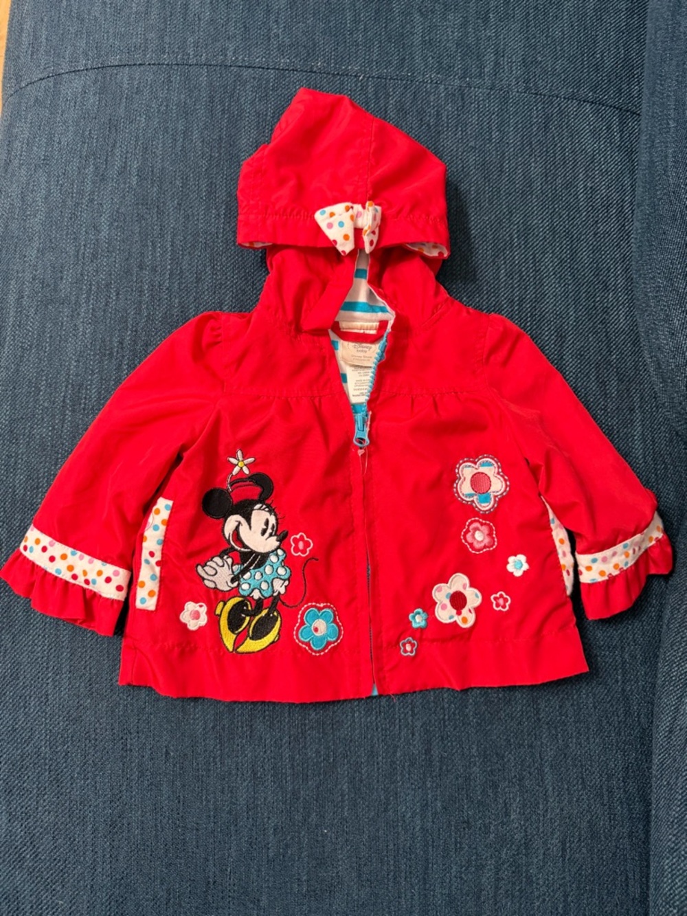 Disney Store Exclusive Minnie Mouse Baby Jacket 0–6 Months Red Floral Hooded